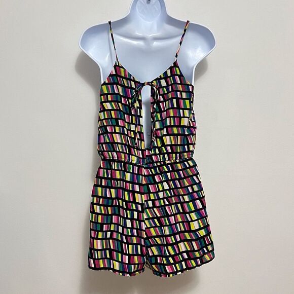 SALE!! Vintage Made in USA Geo Print Sleeveless Short Romper XS - Picture 4 of 6